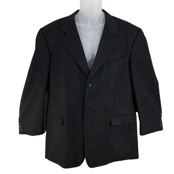Hickey Freeman Mens 44 Long 100% Cashmere Black Sport Coat Wedding Old Money - Picture 8 of 16